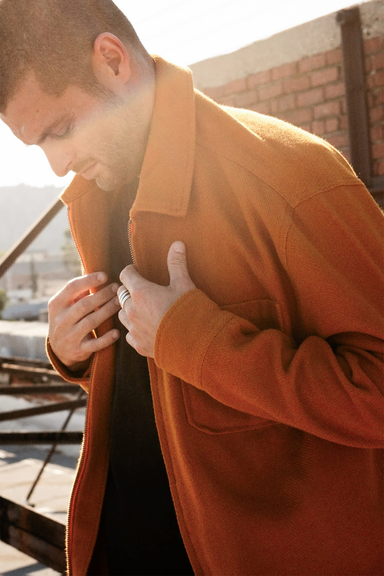Brixton Union Zip Flannel in Rustic Caramel