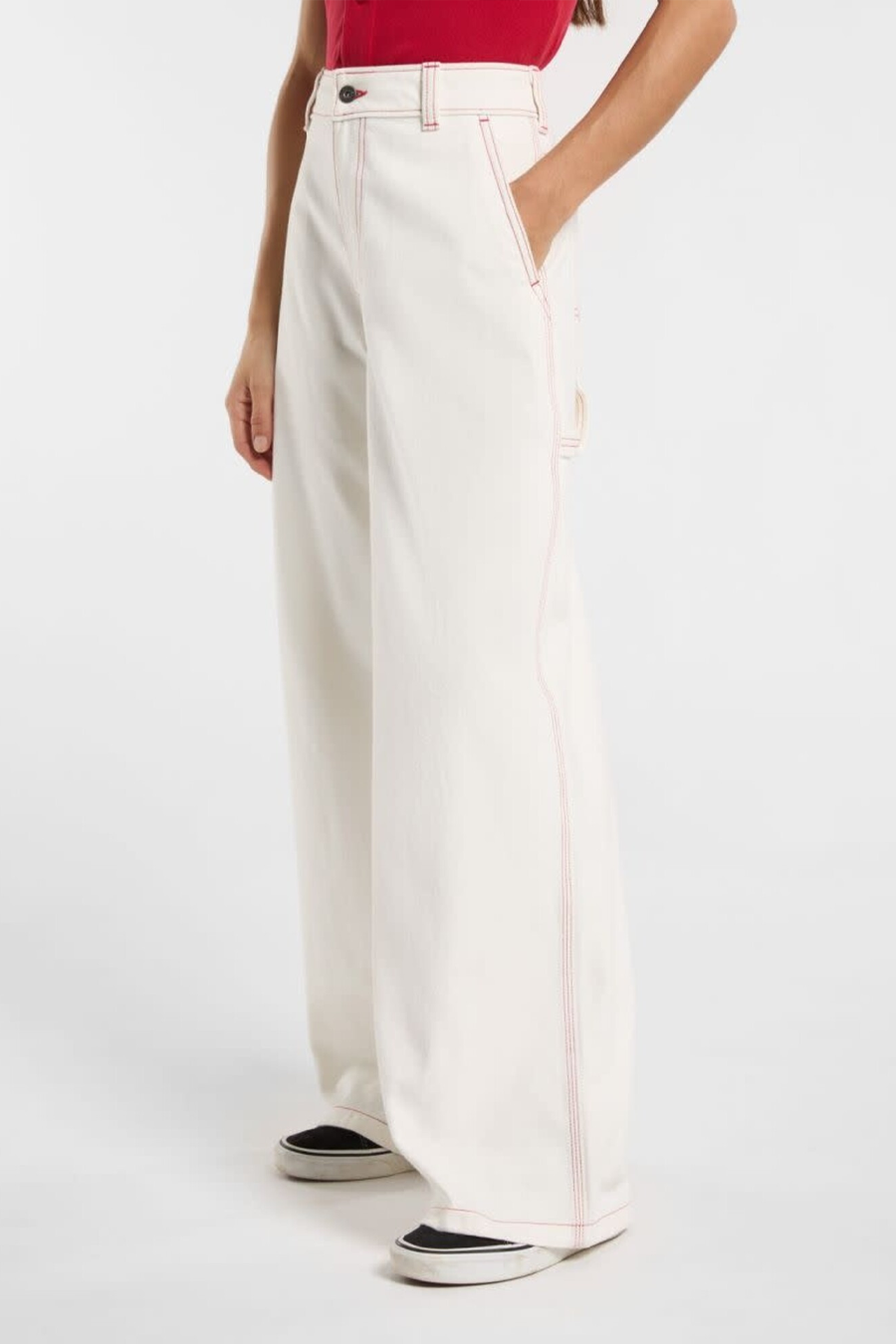 Dickies Women's X Loose Denim Carpenter Pant in Egret