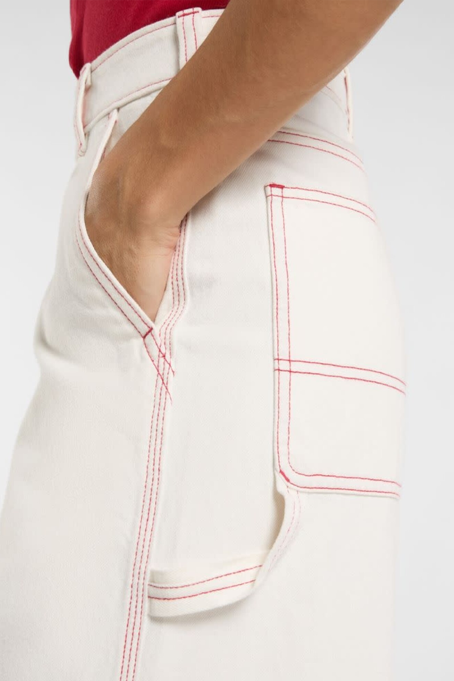 Dickies Women's X Loose Denim Carpenter Pant in Egret