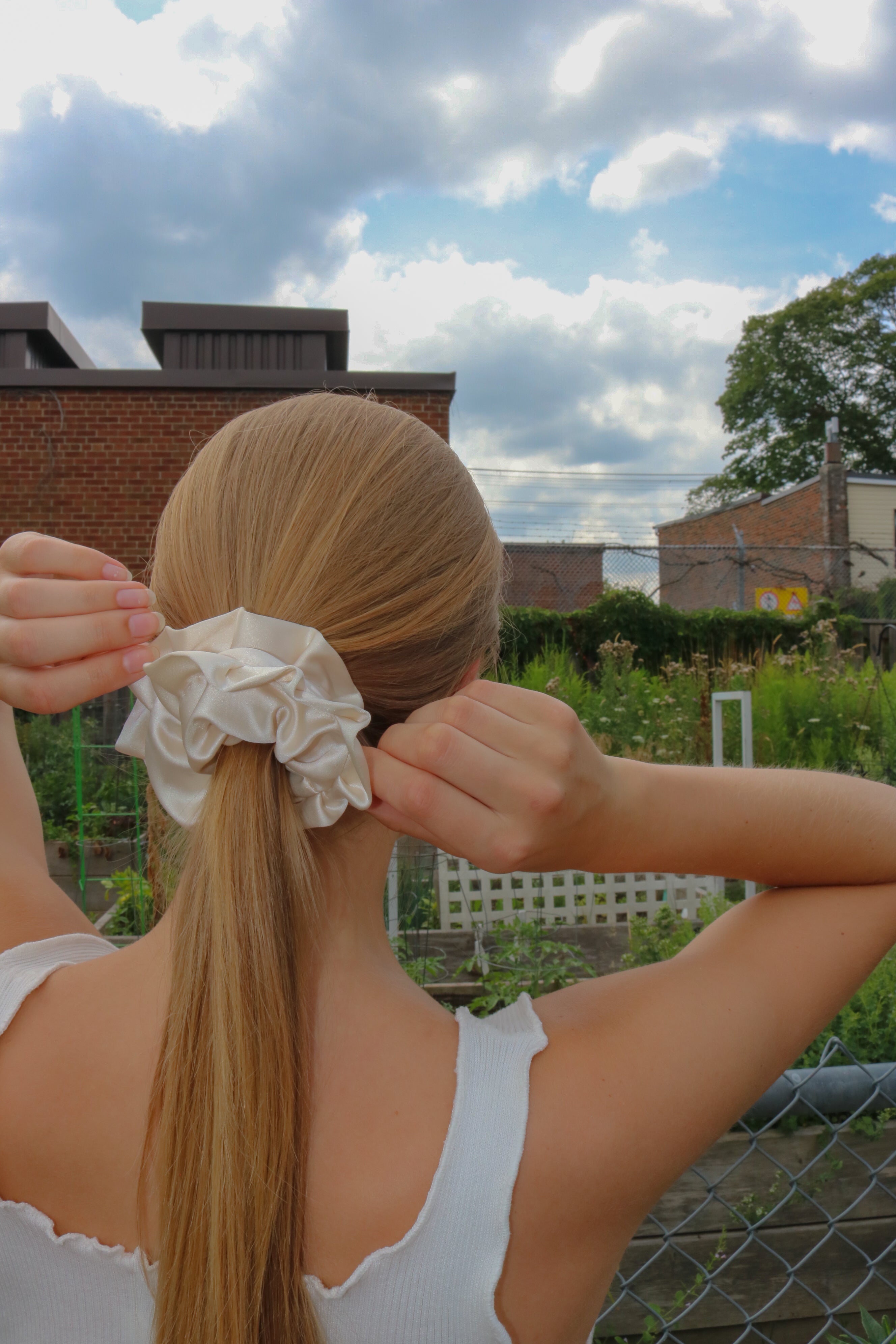 Ruffle Satin Scrunchie