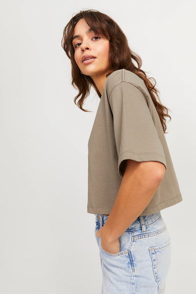 Women's JJXX Andrea Boxy Crop Tee in Brindle