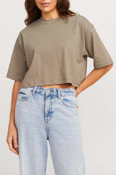 Women's JJXX Andrea Boxy Crop Tee in Brindle