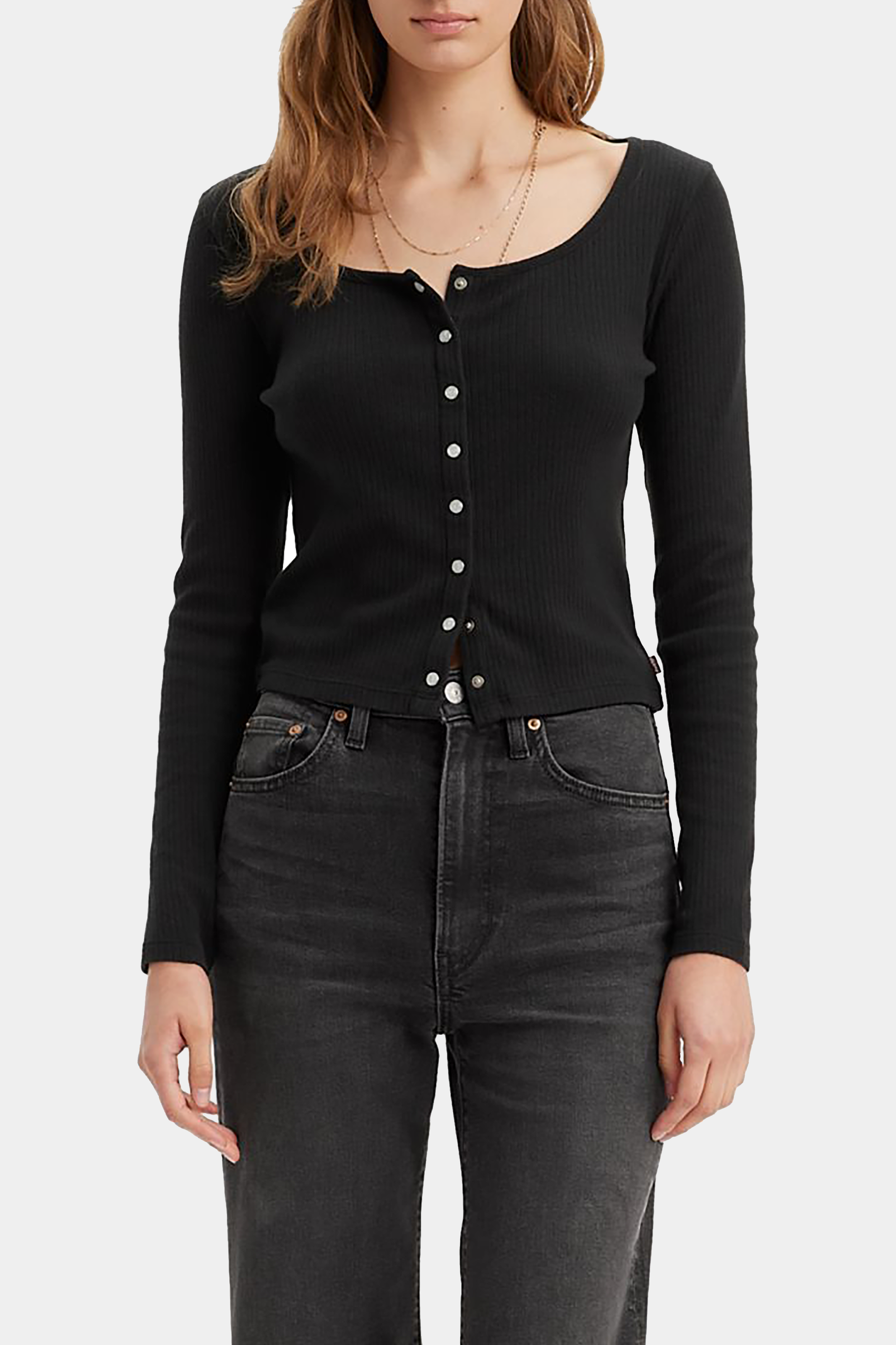 LS Britt Snap Front Top in Caviar