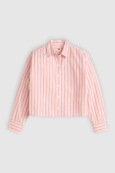 Women's Levi's Cropped Harlie Shirt in Peachski Stripe