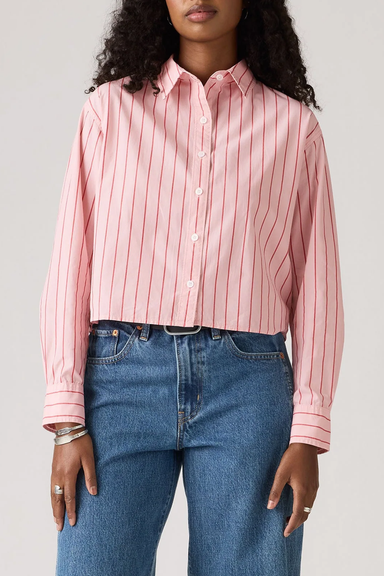 Women's Levi's Cropped Harlie Shirt in Peachski Stripe