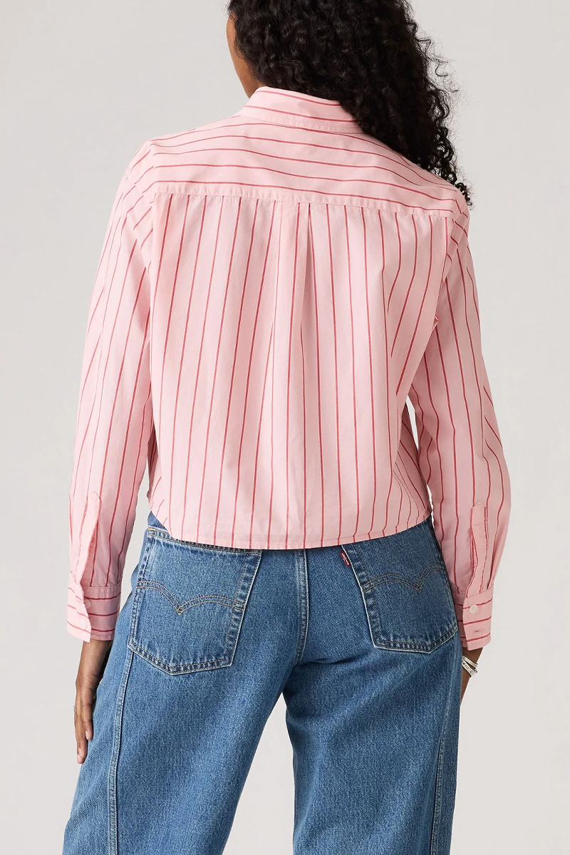 Women's Levi's Cropped Harlie Shirt in Peachski Stripe