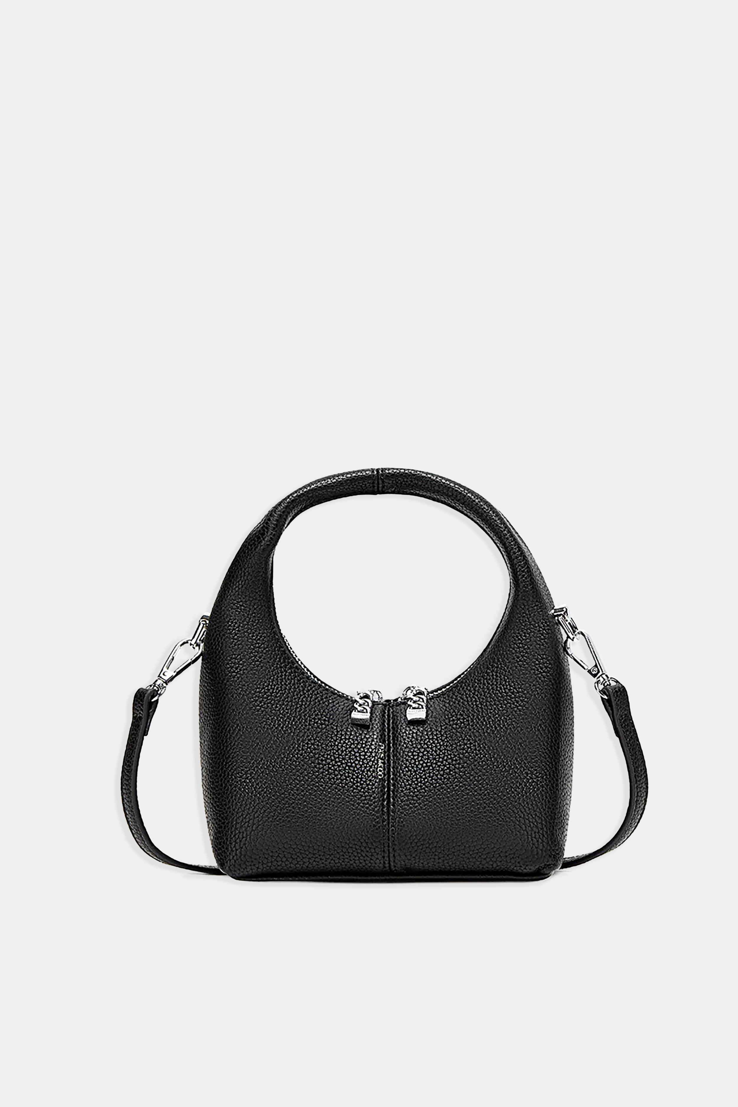 Circle Crossbody Bag in Black Pebbled