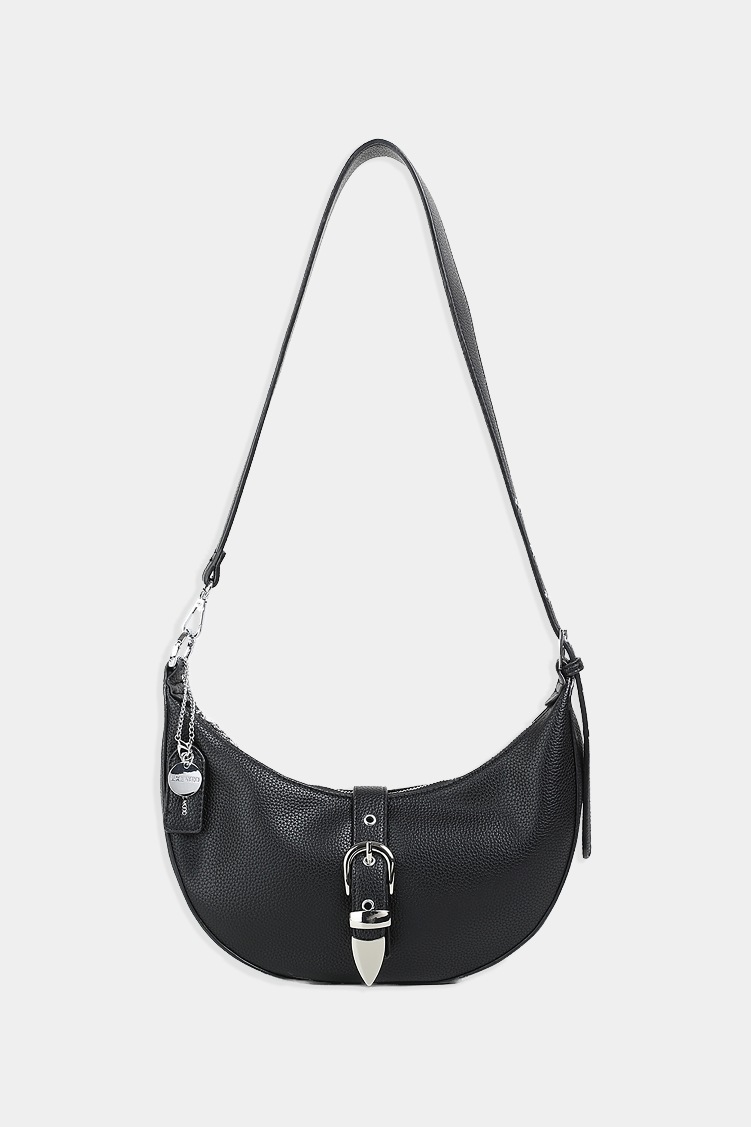 Macy Shoulder Bag in Black Pebbled