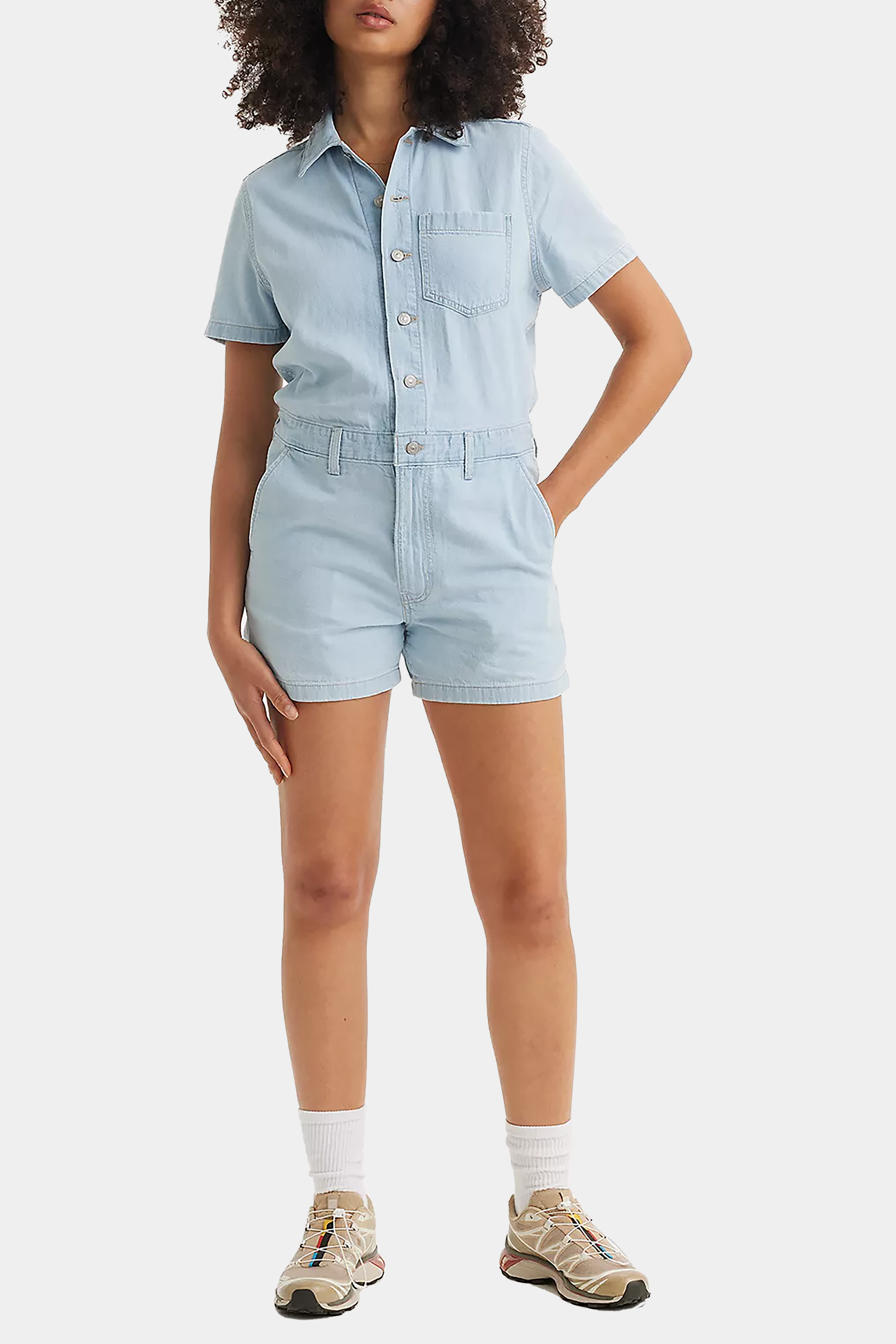 SS Romper in Light Wash