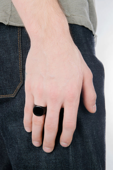 Mirrored Signet Ring in Black - Philistine