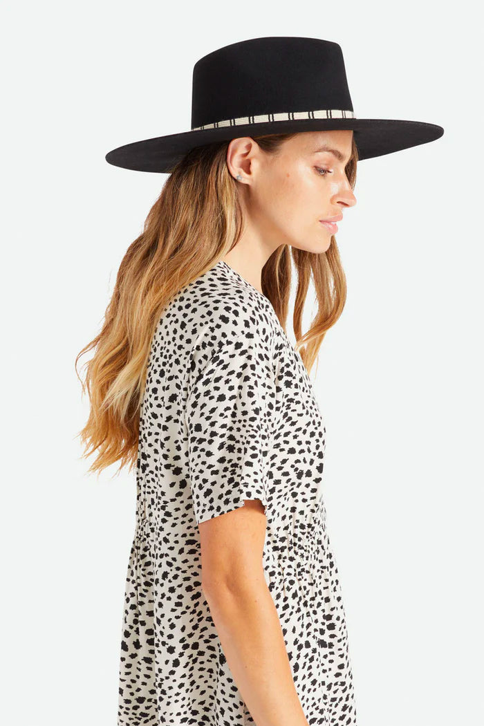 Brixton Leigh Felt Fedora in Black