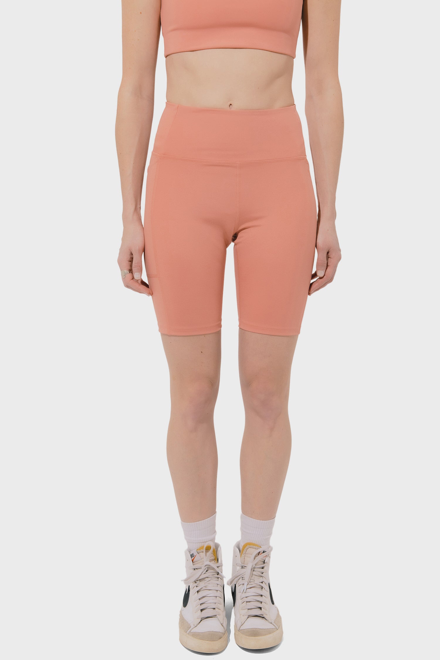 Women's Girlfriend Collective High Rise Pocket Bike Short in Primrose