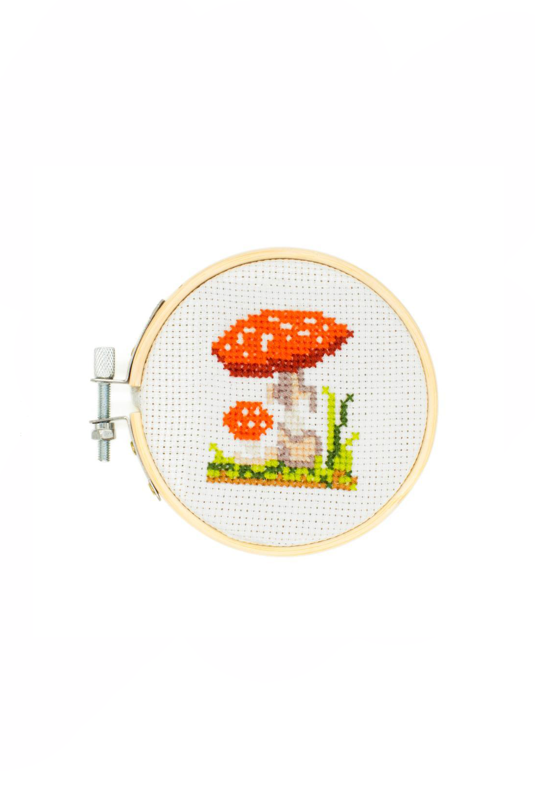 Kikkerland Mini Cross Stitch Mushroom Embroidery Kit