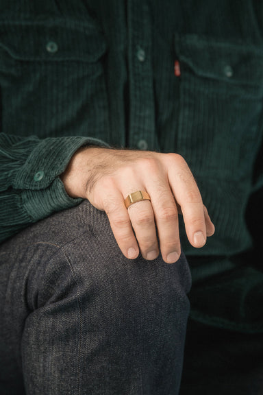 Men's Micro Signet in Gold