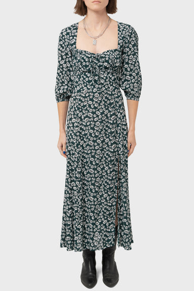 Women's Rue Stiic Maci Split Dress in Teal Daisy Floral