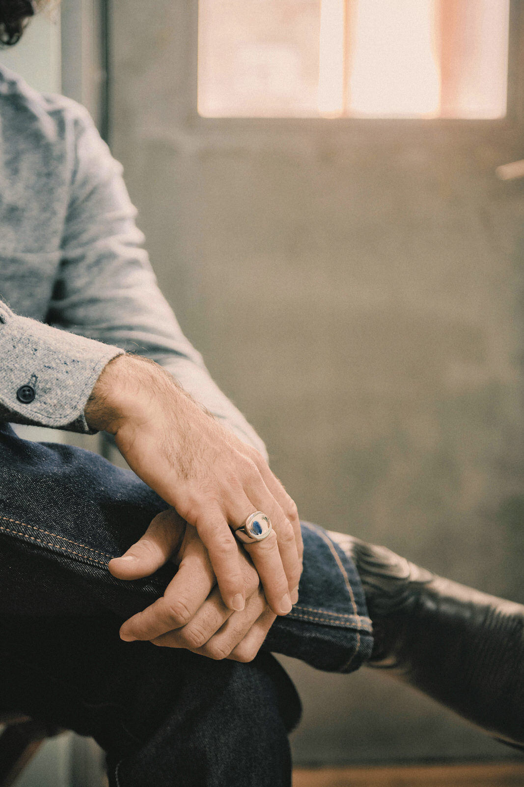 Mirrored Signet Ring in Silver