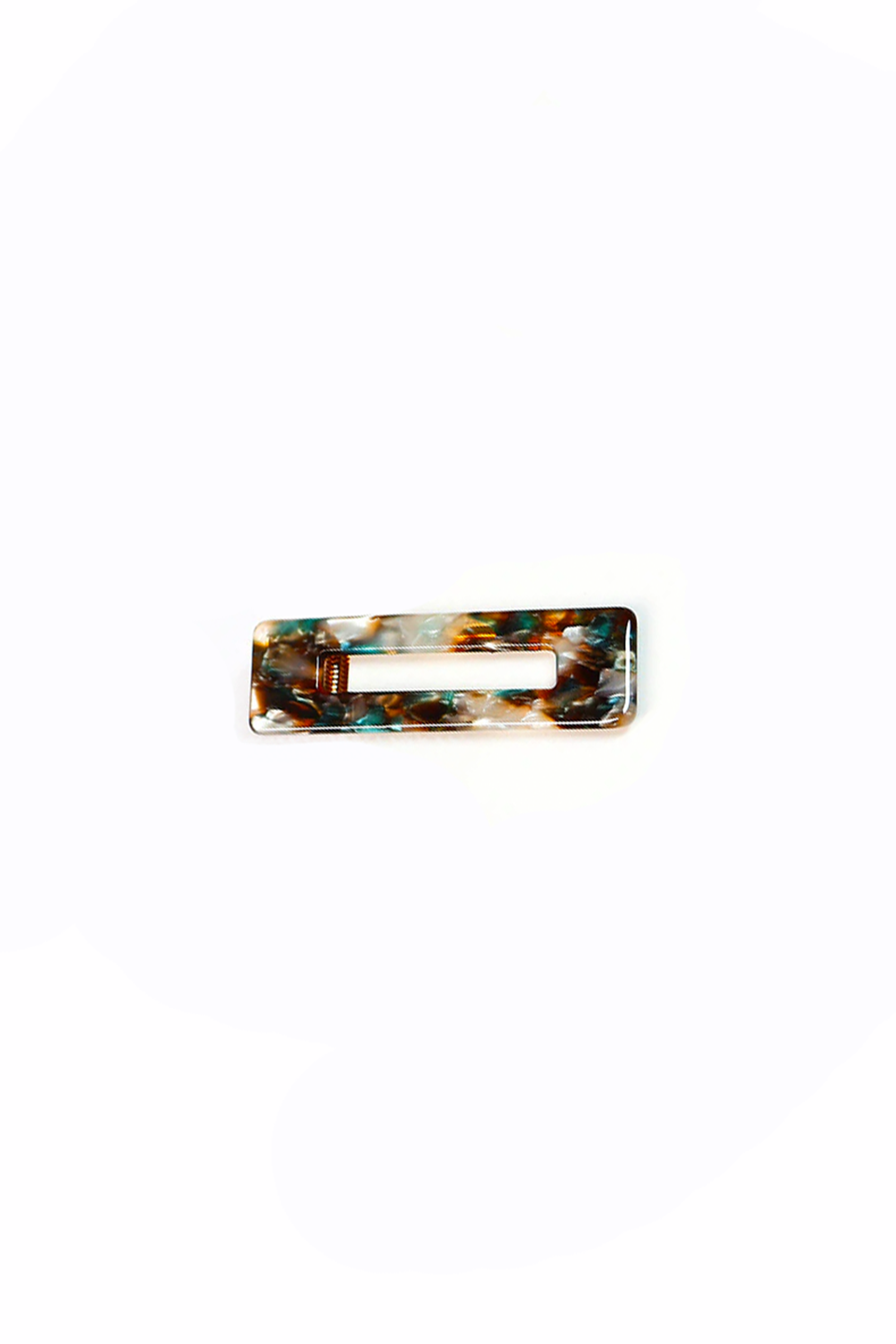 Rectangular Flecked Barrette in Dark Confetti