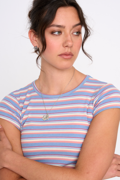 Women's 24 Colours Retro Stripe Tee in Blue