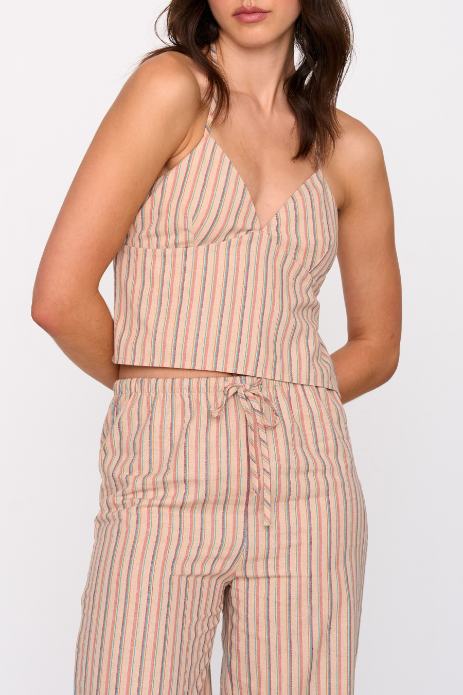 Women's 24 Colours Striped Tie Back Cami