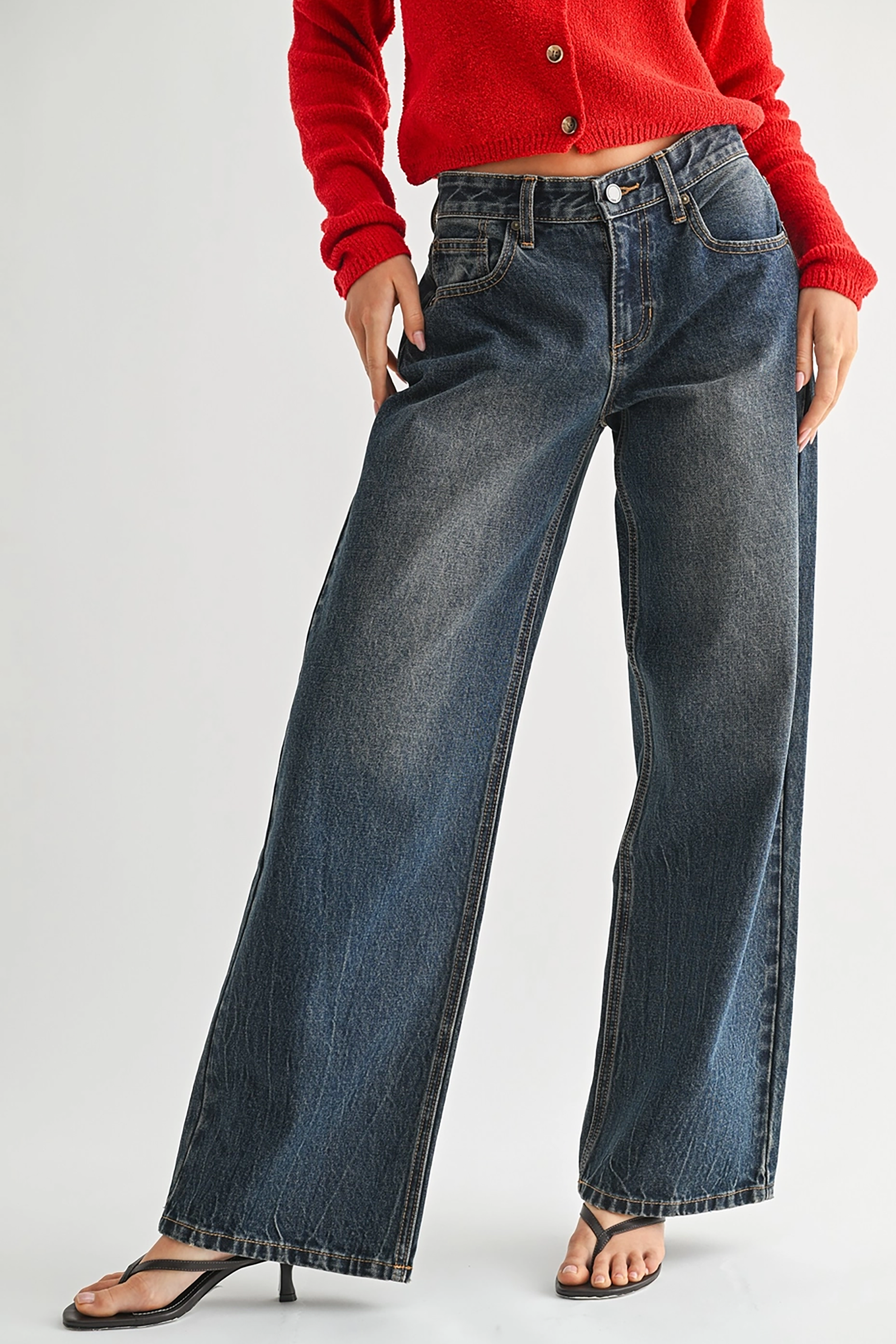 Low Rise Wide Baggy in Dark Tinted Wash - Philistine