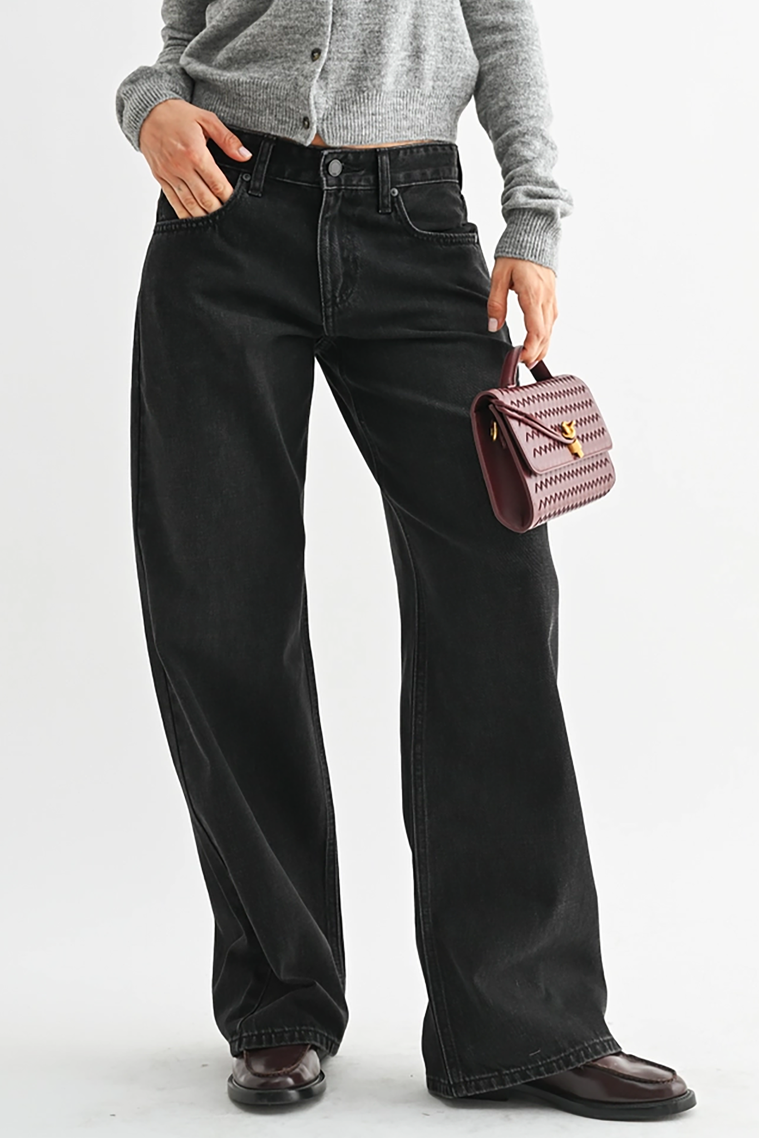 Low Rise Wide Baggy in Washed Black - Philistine