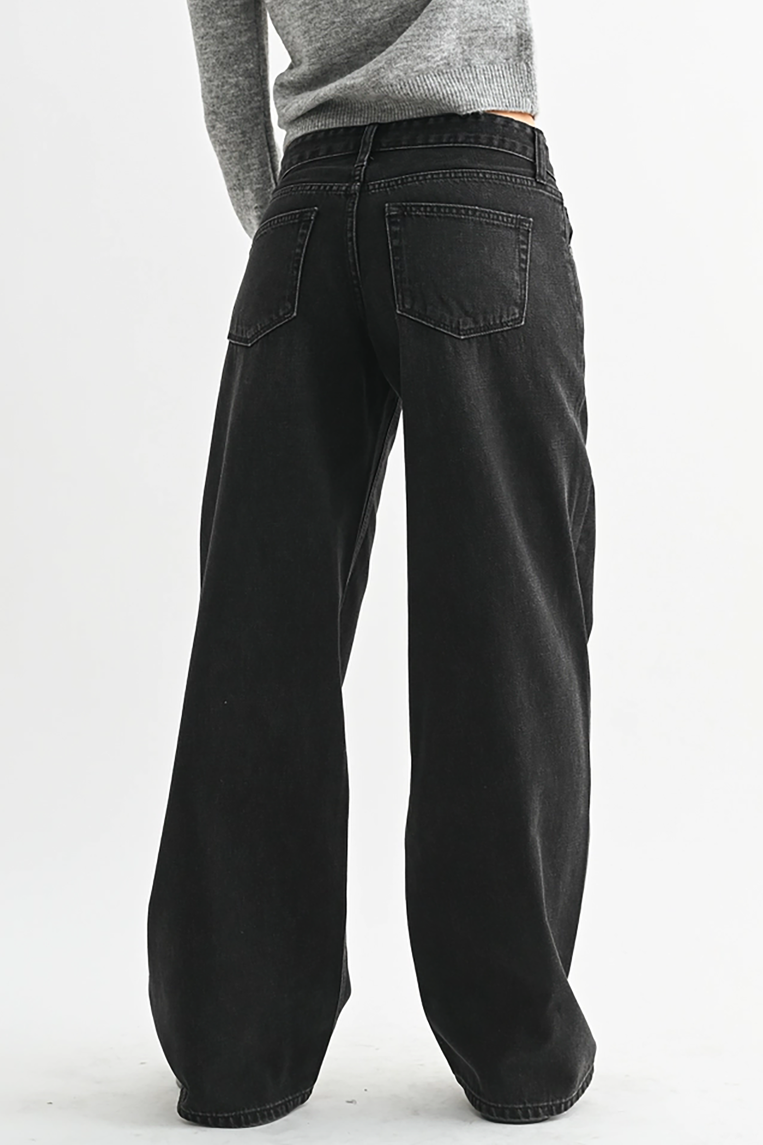 Low Rise Wide Baggy in Washed Black - Philistine