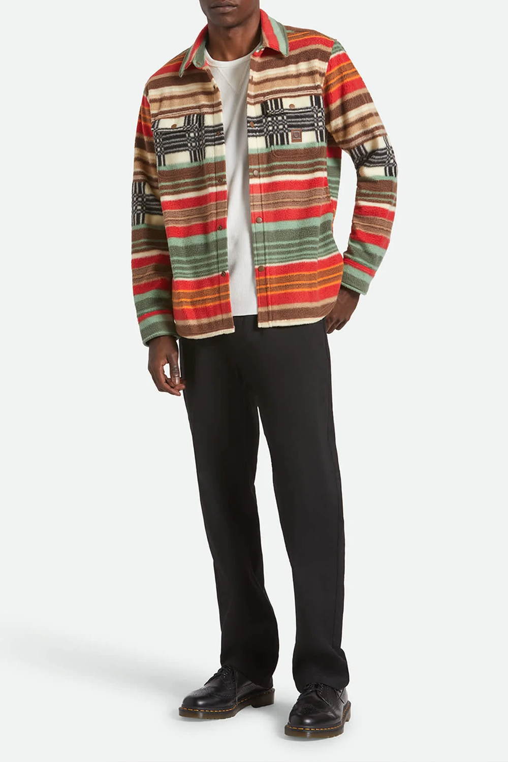Men's Brixton Bowery Arctic Stretch Fleece in Multi Blanket Stripe