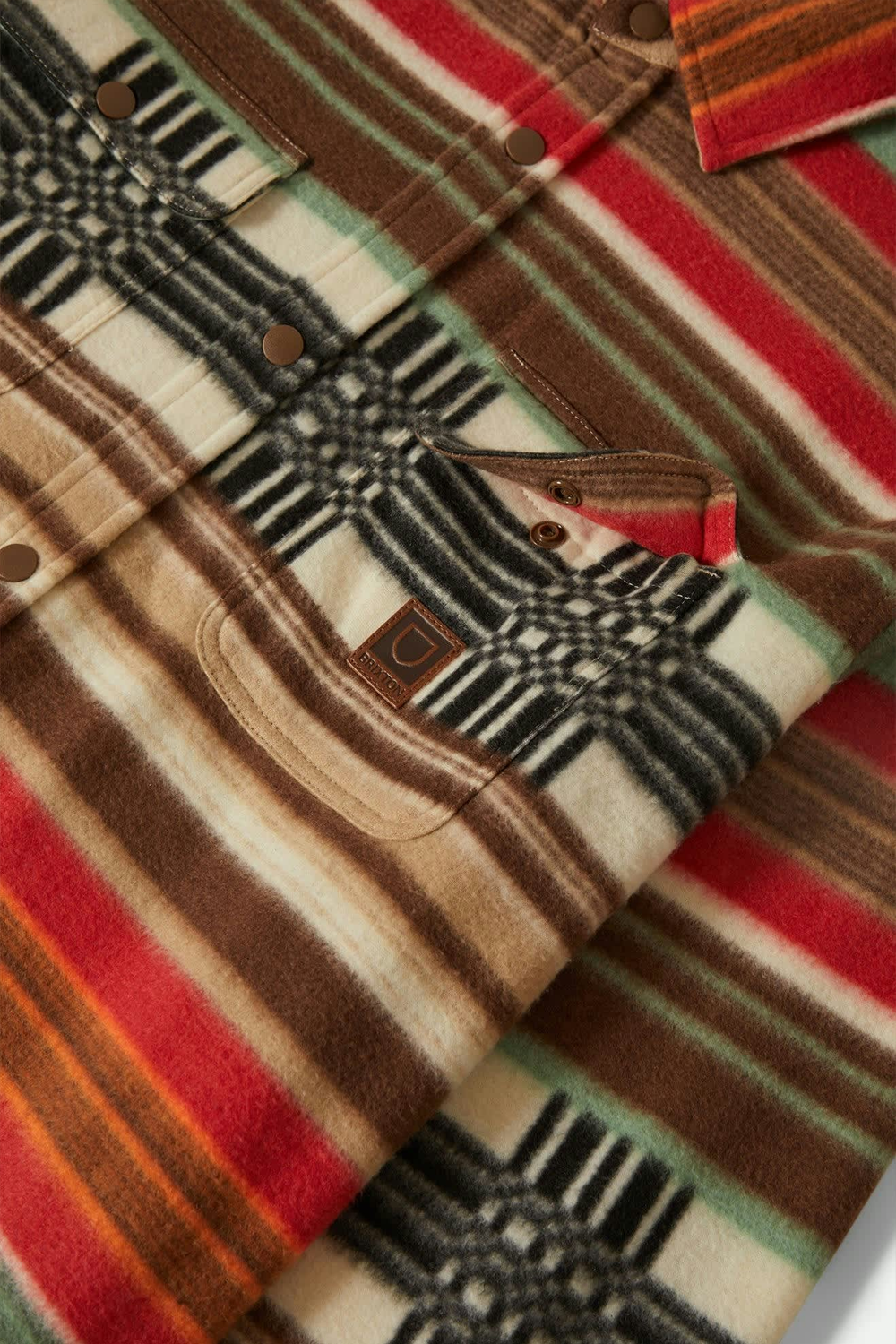Men's Brixton Bowery Arctic Stretch Fleece in Multi Blanket Stripe