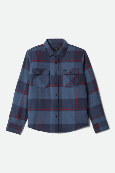 Men's Brixton Bowery Flannel in Bering Sea, Indigo & Adrenaline Rush