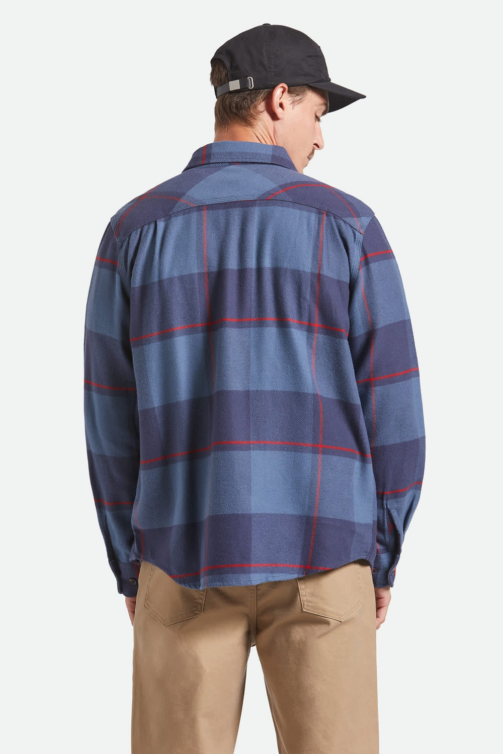 Men's Brixton Bowery Flannel in Bering Sea, Indigo & Adrenaline Rush