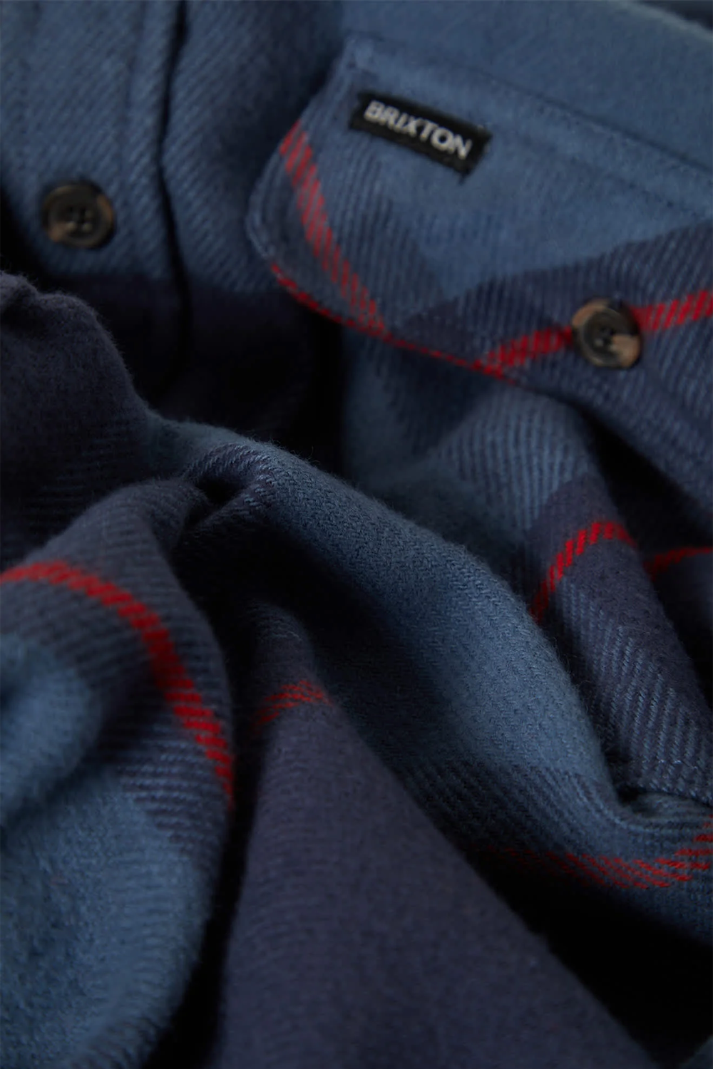 Men's Brixton Bowery Flannel in Bering Sea, Indigo & Adrenaline Rush