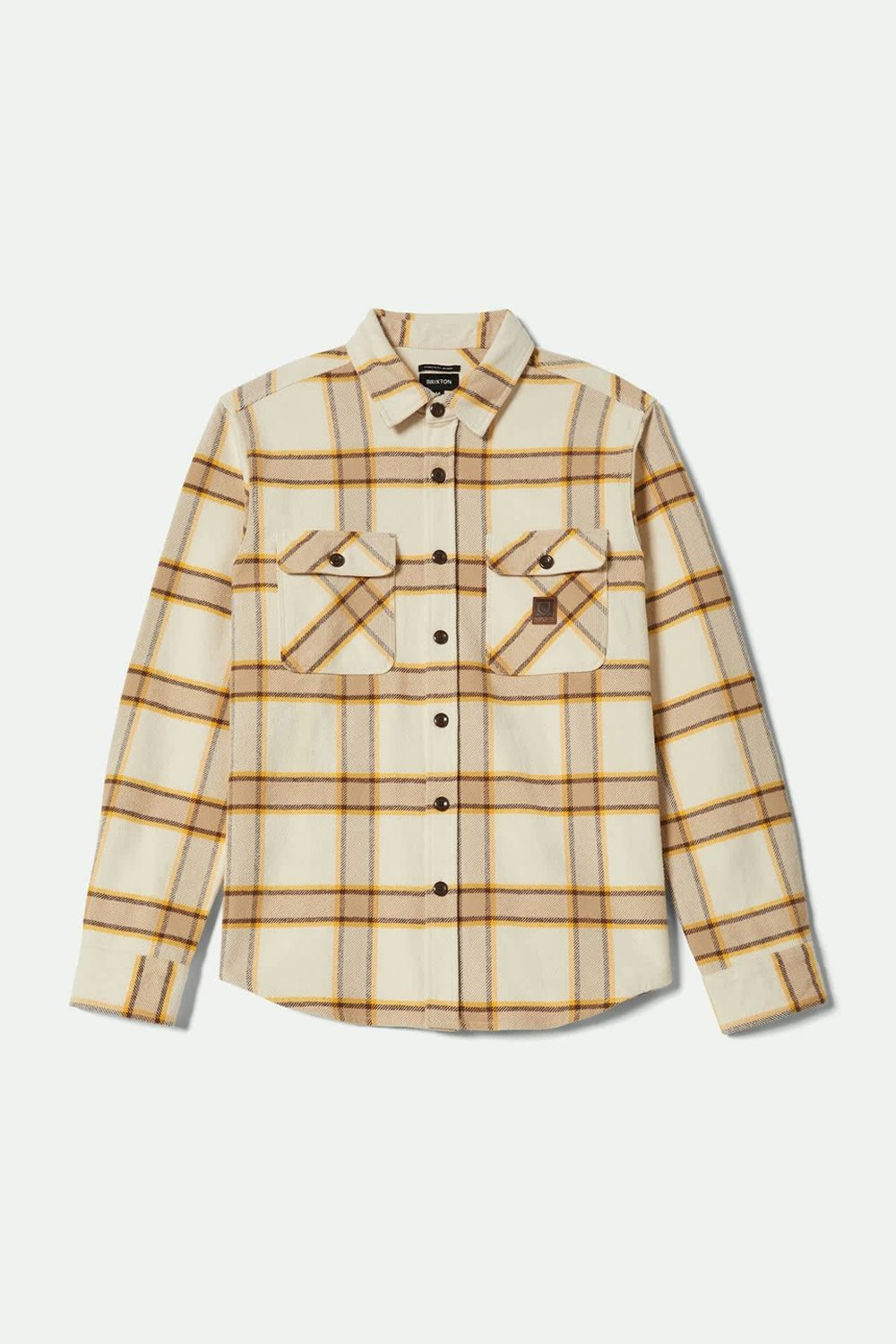 Men's Brixton Bowery Heavyweight Flannel in Whitecap & Pinecone Brown