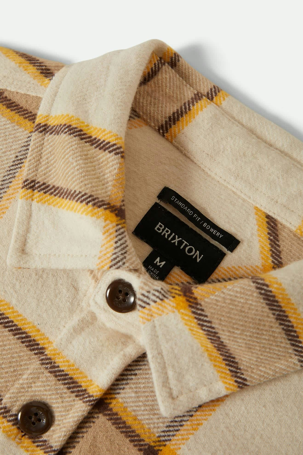 Men's Brixton Bowery Heavyweight Flannel in Whitecap & Pinecone Brown