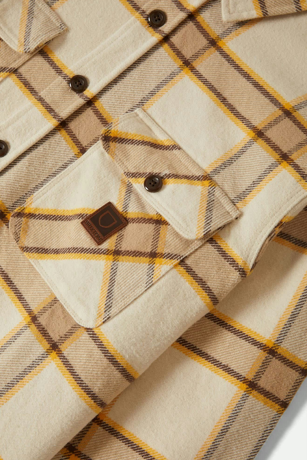Men's Brixton Bowery Heavyweight Flannel in Whitecap & Pinecone Brown