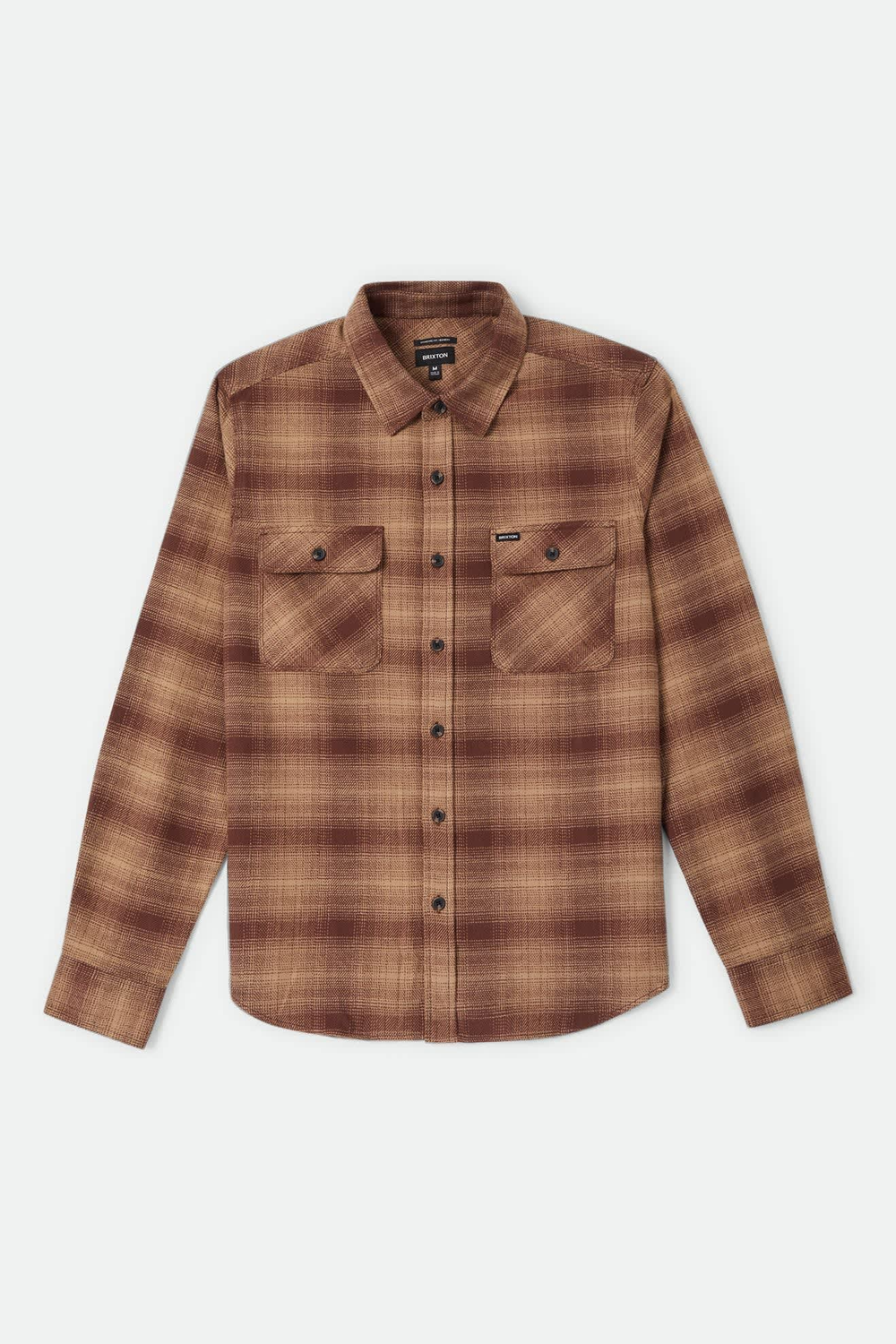 Men's Brixton Bowery Flannel in Chocolate & Khaki