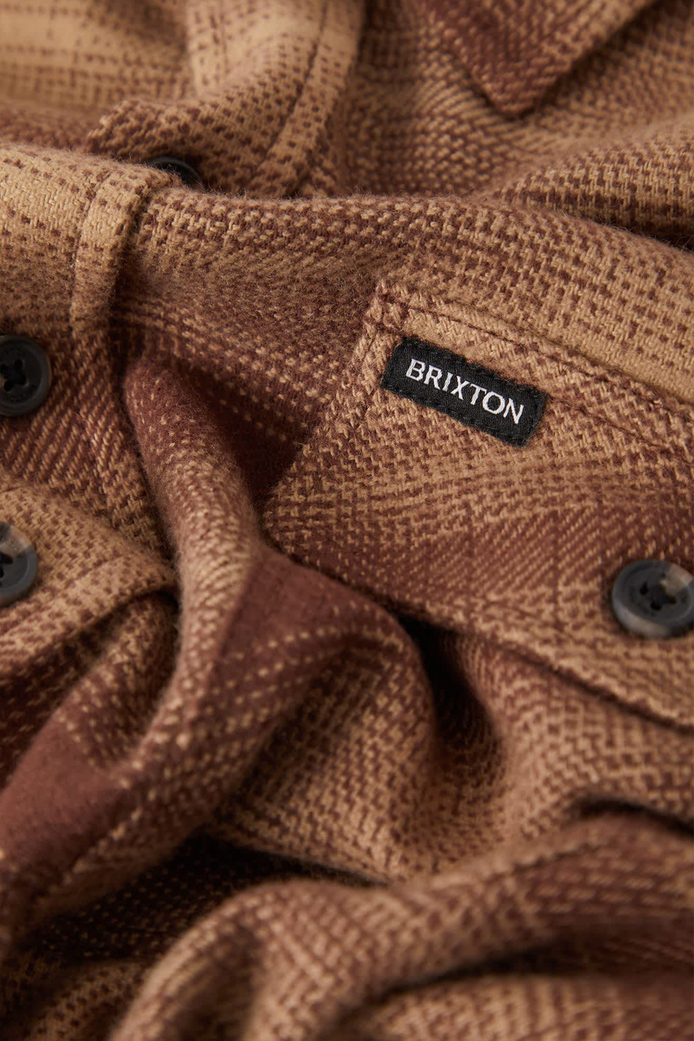 Men's Brixton Bowery Flannel in Chocolate & Khaki