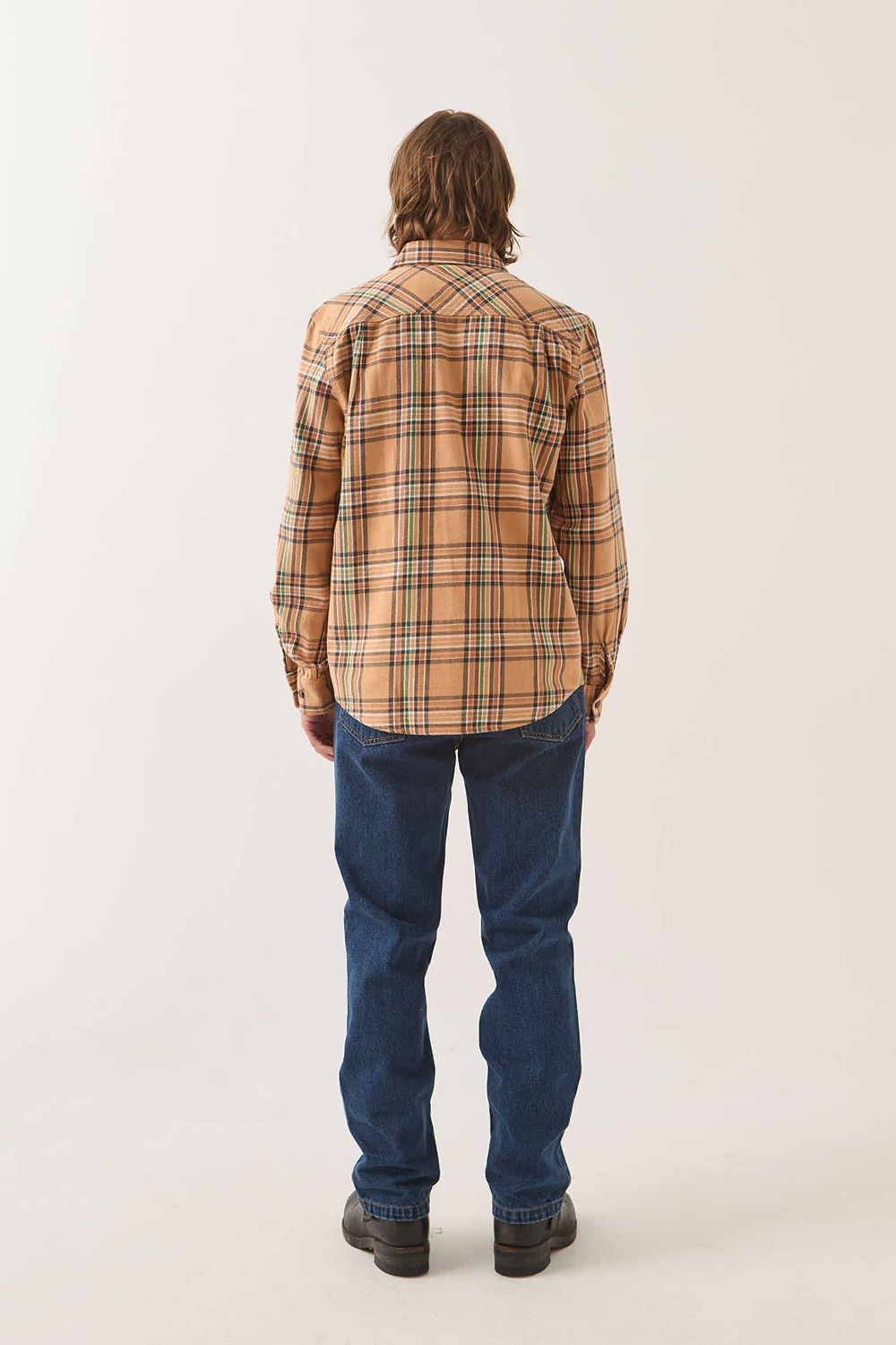 Men's Brixton Bowery Flannel in Khaki & Multi Colour