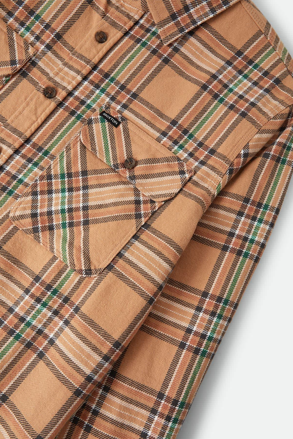 Men's Brixton Bowery Flannel in Khaki & Multi Colour