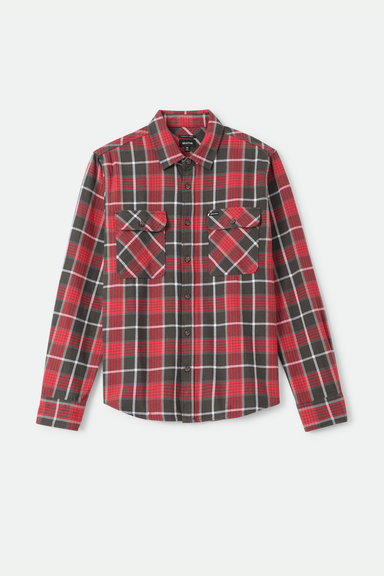 Men's Brixton Bowery Flannel in Washed Red & Black
