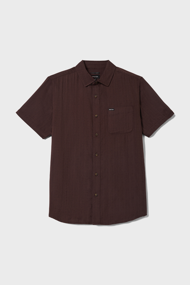 Men's Brixton Charter Slub SS Woven in Chocolate