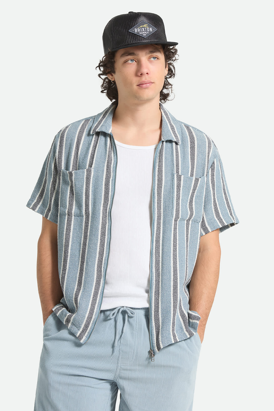 Men's Brixton Dexter Textured Stripe S/S Woven