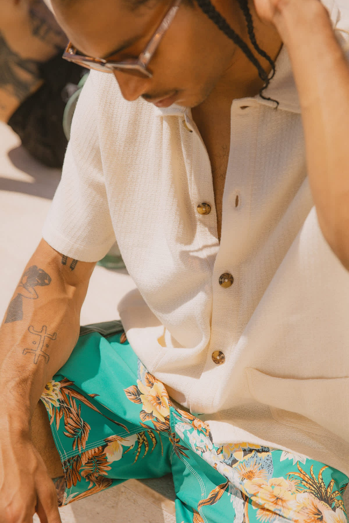 Men's Brixton Poolside SS Knit in Off White