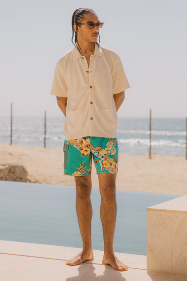 Men's Brixton Poolside SS Knit in Off White