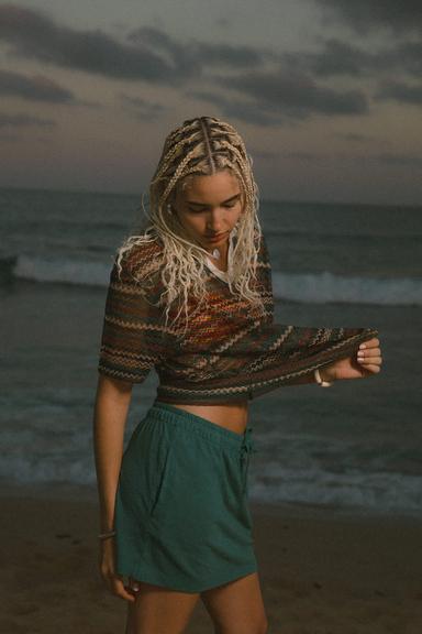 Women's Brixton Varsity Tee in Multi Retro Stripe