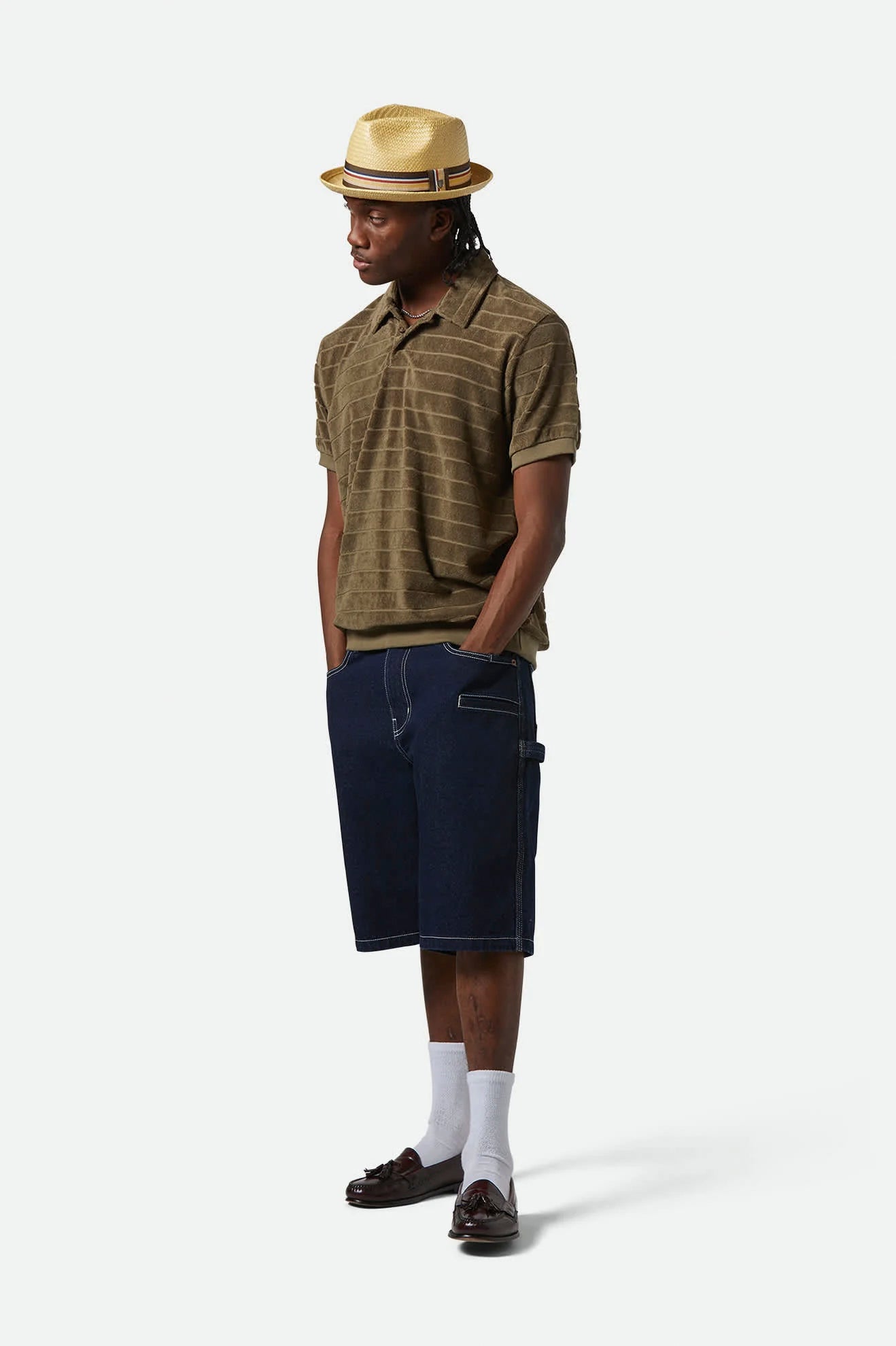 Men's Brixton Weekend Terry Cloth S/S Polo in Ivy Green