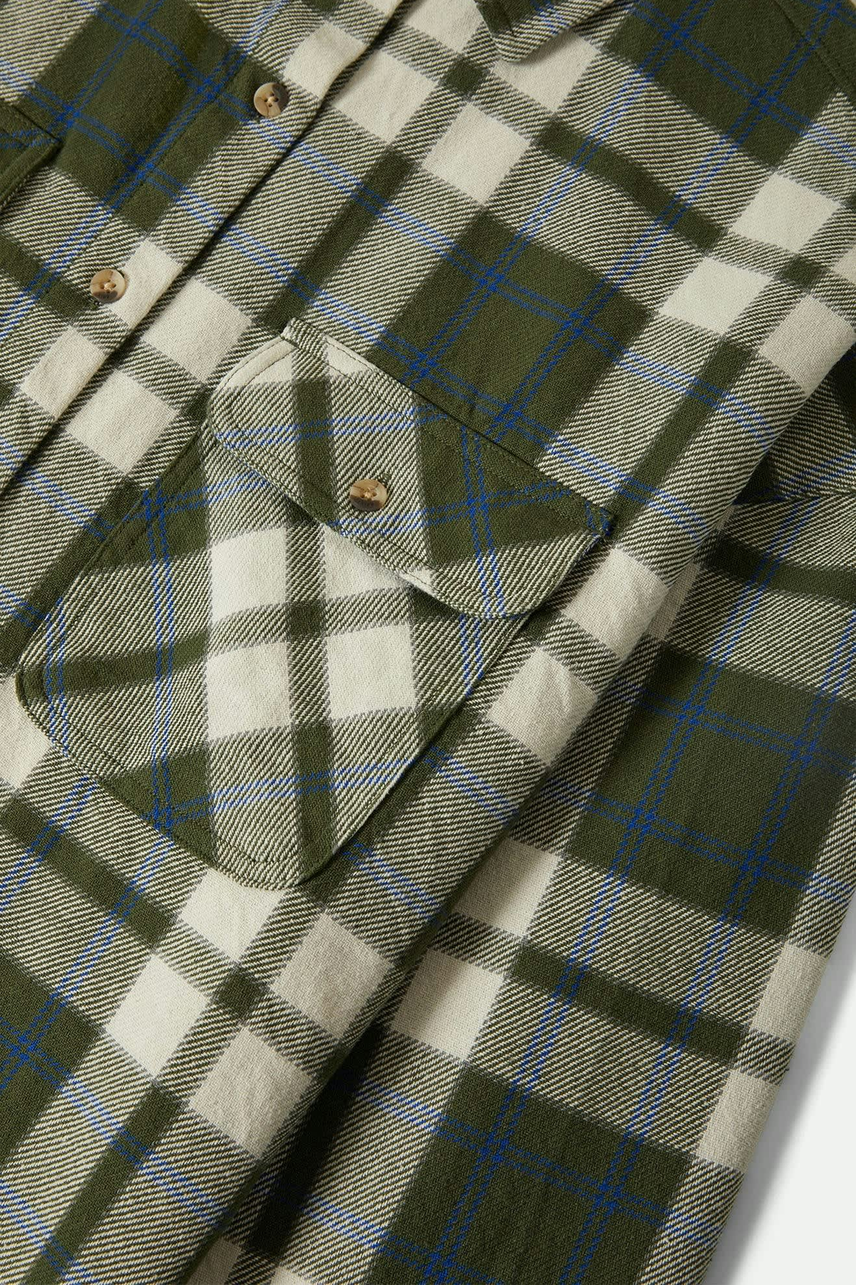 Women's Brixton Bowery Vintage LS Overshirt in Green & Blue
