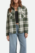 Women's Brixton Bowery Vintage LS Overshirt in Green & Blue