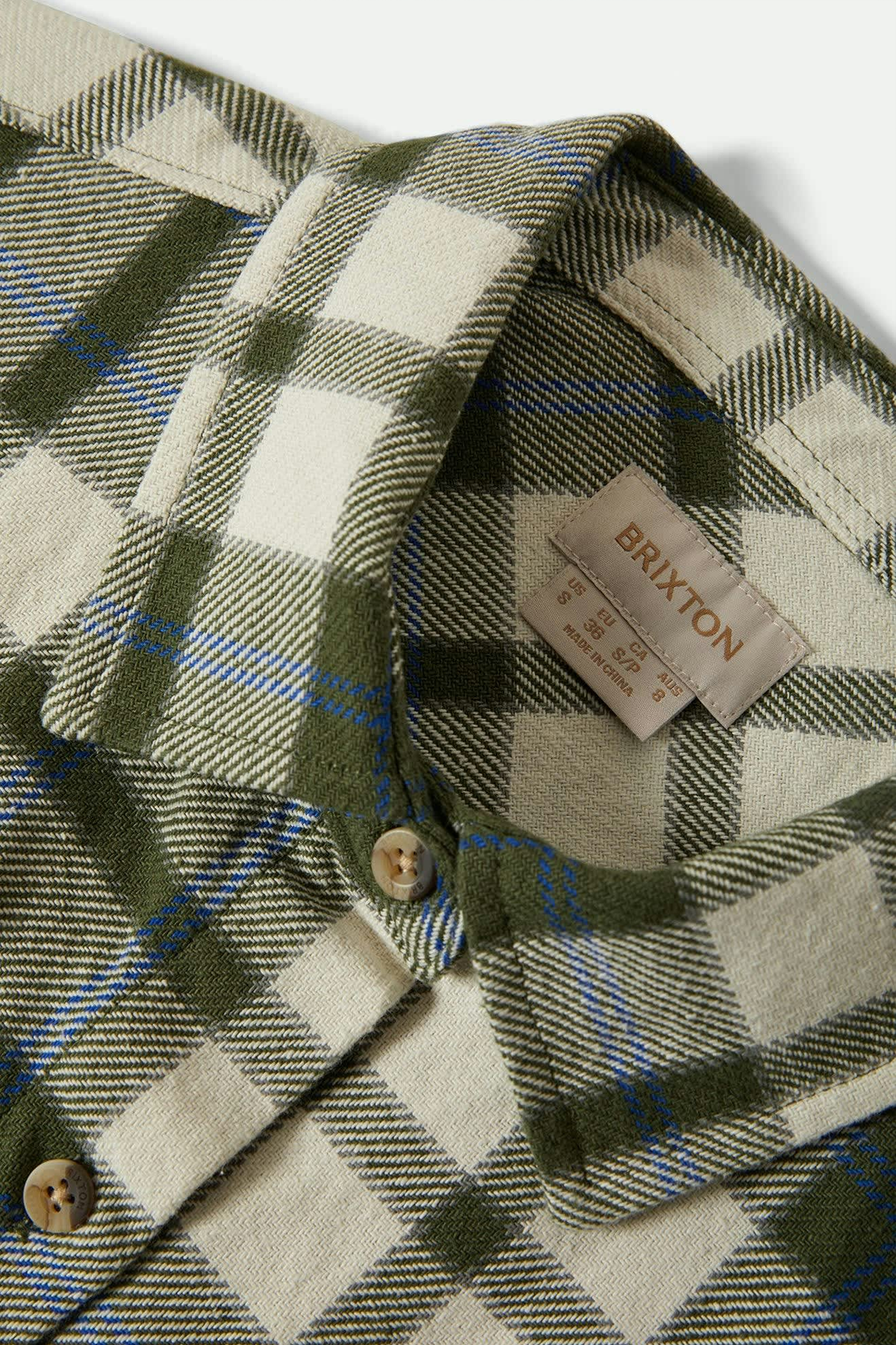Women's Brixton Bowery Vintage LS Overshirt in Green & Blue
