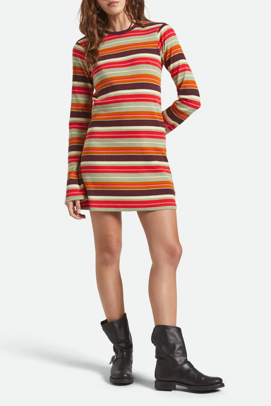 Women's Brixton Dolly LS Knit Dress in Multi Stripe