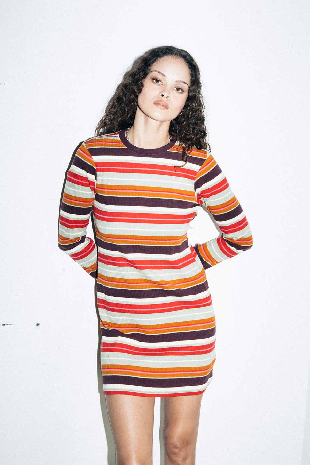 Women's Brixton Dolly LS Knit Dress in Multi Stripe